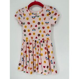 Dotdotsmile Girls Pink with Emojis Cap Dress Size 12/24 Months New with Tags